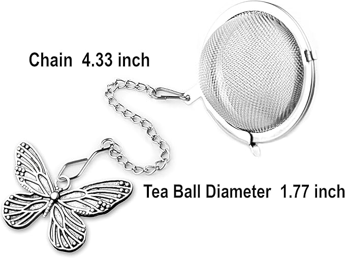 2pcs TeaSanavie Tea Infuser，Loose Tea Steeper Couple Handmade Honey Bee & Butterfly Tea Strainers for Loose Tea