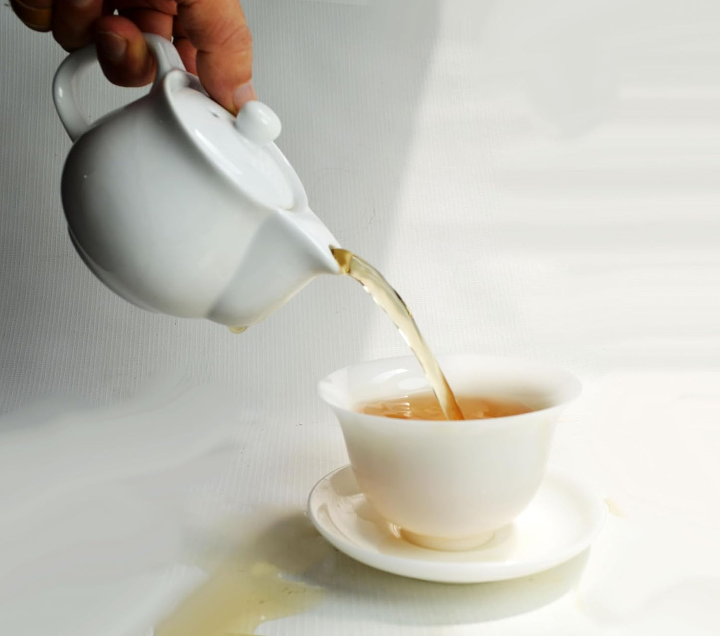 Porcelain Teapot ，9oz Small Ceramic Tea Pot with Infuser White Kettle