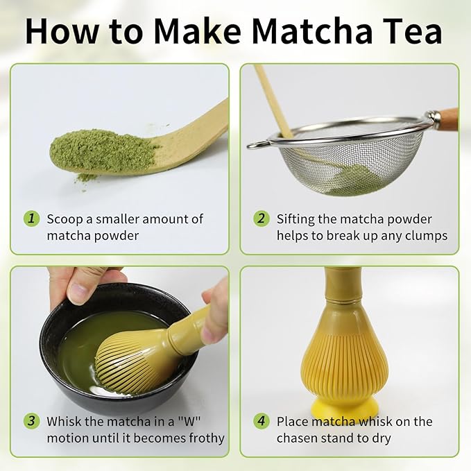 Resin Matcha Whisk Traditional Japanese Chasen Matcha Tea Whisk Gifts for Tea Lovers Reusable Plastic Matcha Whisk for Authentic Tea Preparation (yellow)