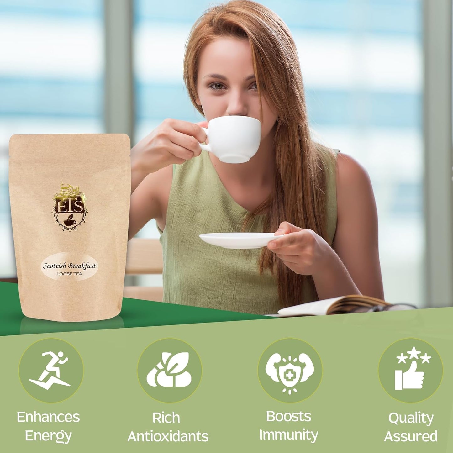 Scottish Breakfast Tea - 16oz | Loose Leaf Black Tea Blend | Bold Full-Bodied Morning Tea with Assam Keemun and South Indian Leaves | Robust Malty Flavor | Hot or Iced Enjoyment