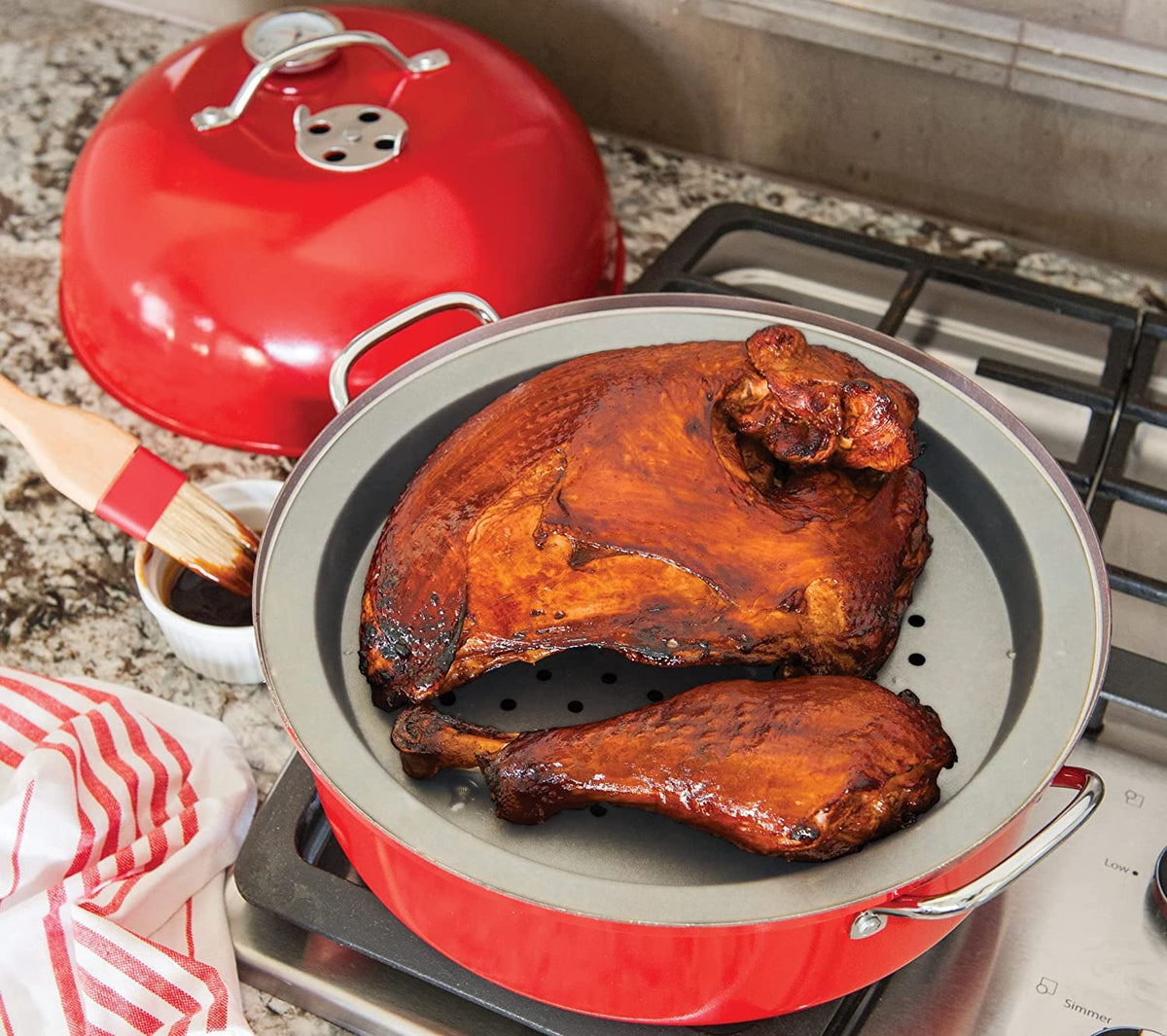 Nordic Ware Stovetop Kettle Smoker, Full Size, Red