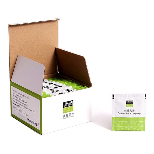 ChaWuWarmSun-Osmanthus & LongJing Green Tea Bags,50 Tea Bags,Natural Flower and Broken Tea