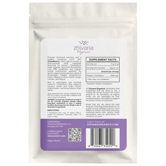Zhivana Organics Chasteberry Tea – Vitex Agnus-Castus Herb, 4oz