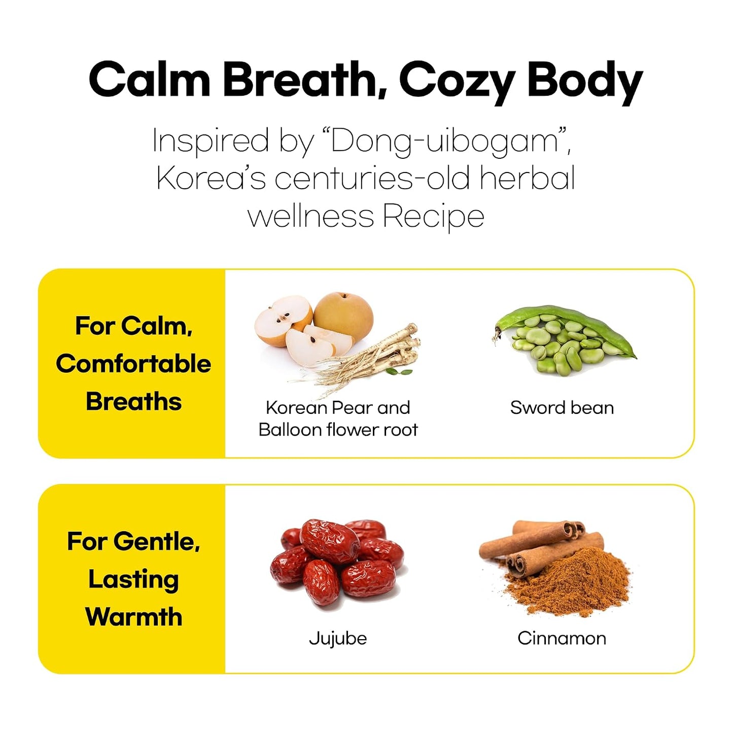 Odada Heart Warm Tea, with Korean Pear &amp; Bellflower Root, Caffeine-Free Herbal Blend for Throat Comfort &amp; Inner Warmth, 24 Count Seasonal Wellness Infusion