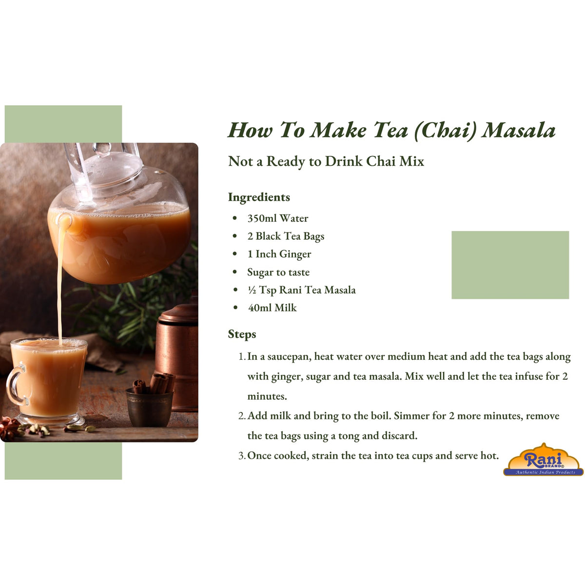 Rani Brand Authentic Indian Products Rani Tea (Chai) Masala Indian Spice Blend 16oz (1lb) 454g Bulk PET Jar ~ All Natural