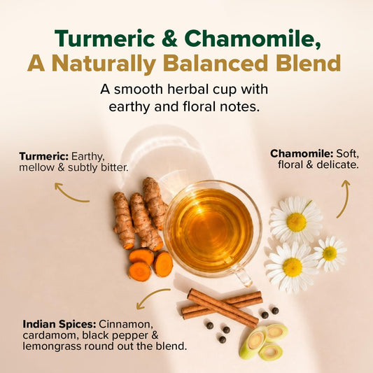 VAHDAM Turmeric Chamomile Tea(100 Pyramid Teabags) Caffeine Free Herbal Tea