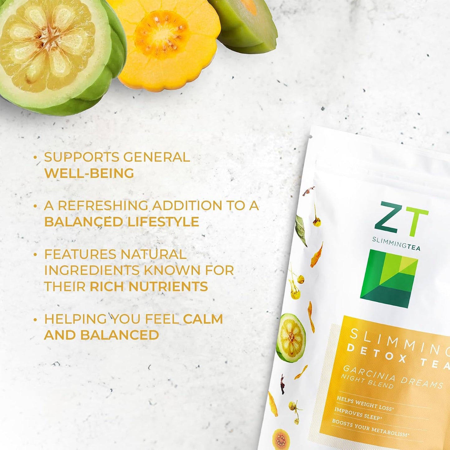 Dr. Zisman ZT Slimming Detox Tea – Garcinia Dreams Night Blend, 28 Count | Caffeine-Free Herbal Tea with Garcinia Cambogia, Chamomile, Peppermint &amp; Ginger, Smooth Herbal Tea Bags for Evening Use