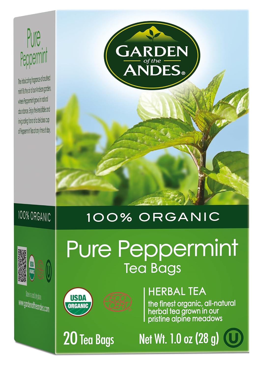 Garden of the Andes Kosher Organic Pure Peppermint Herbal Tea, 120 Bags