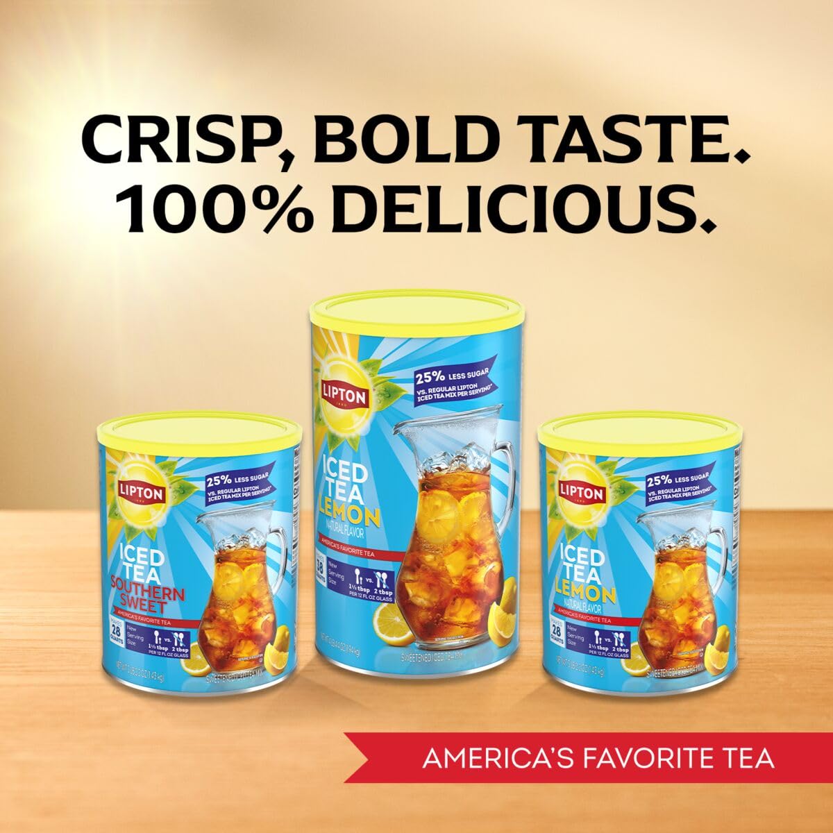 Lipton Reduced Sugar Lemon Iced Tea Mix, Makes 28 Quarts, Pack of 2 | Black tea with lemon flavor and 25% less sugar per serving than regular Lipton Powdered Iced Tea Mix