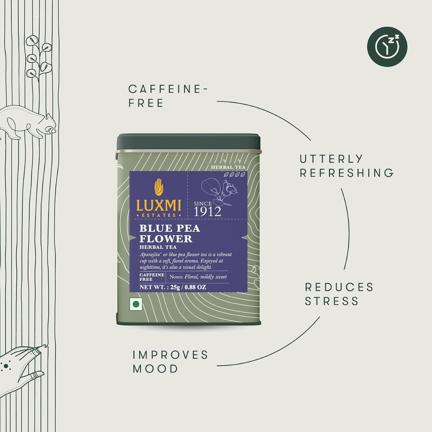 Luxmi Estates Blue Pea Flower Herbal Infusion 25 gm Tin, 0.88 Oz | 25 Cups | Rich in Natural Antioxidants