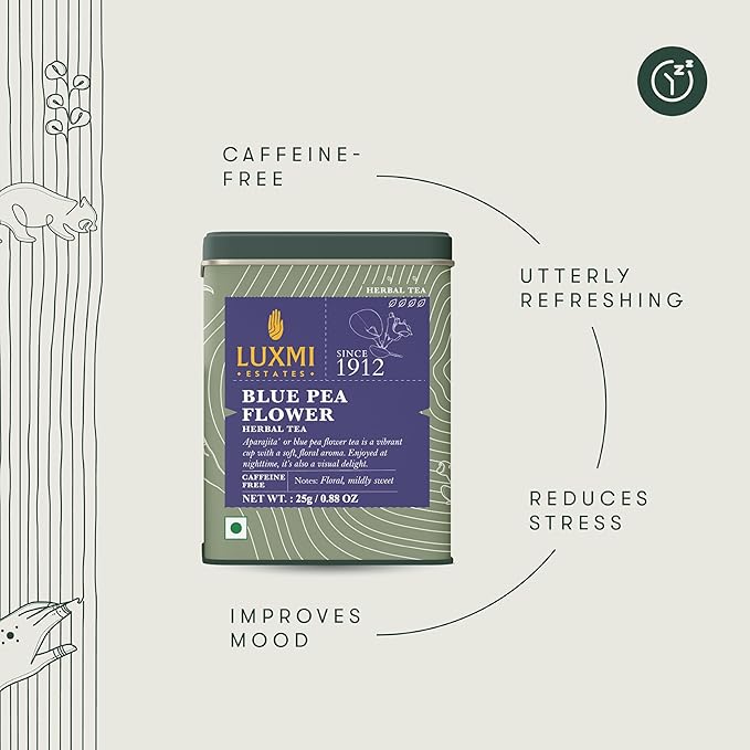 Luxmi Estates - Butterfly Pea Flower Tea - Loose Leaf - 25g (12 Cups), USDA Certified Organic Blue Tea, Caffeine-Free, Single Ingredient
