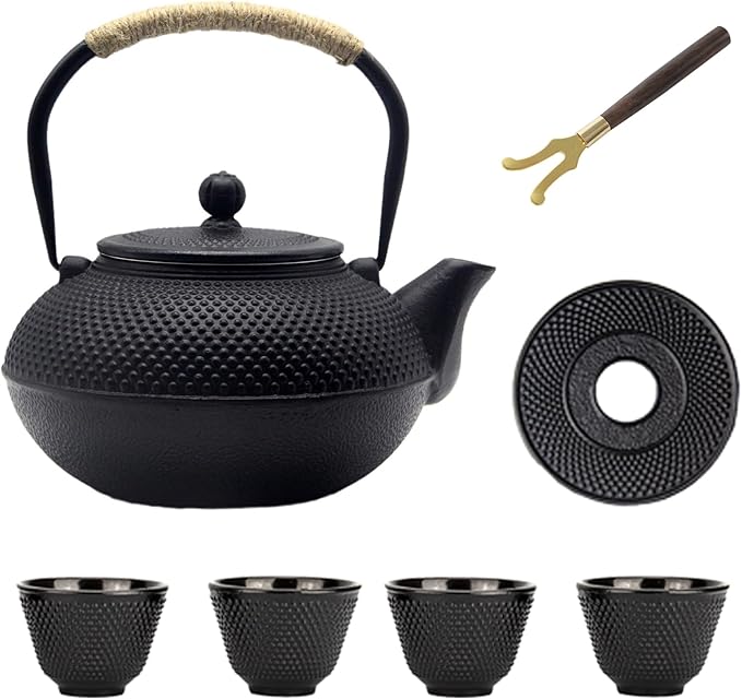 Big Cast Iron Teapot, Japanese Tetsubin Tea Kettle for Stovetop Safe, Cast Iron Teapot with Stainless Steel Infuser for Loose Tea and a Fully