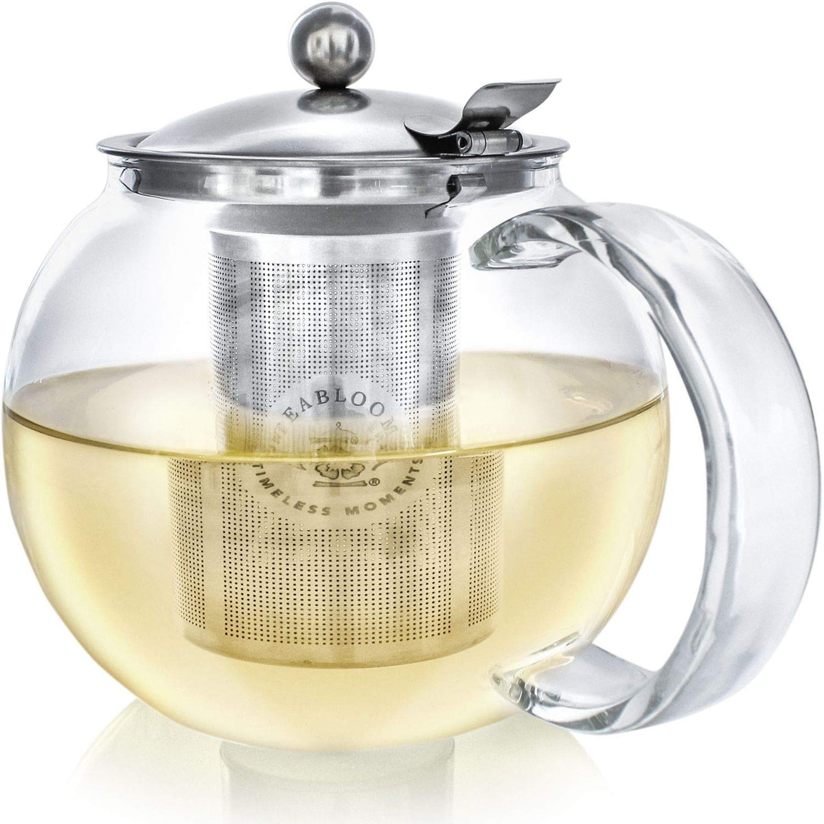 Teabloom All-in-One Glass Teapot and Tea Kettle – Heatproof Borosilicate Glass Tea Maker with Removable Stainless Steel Loose
