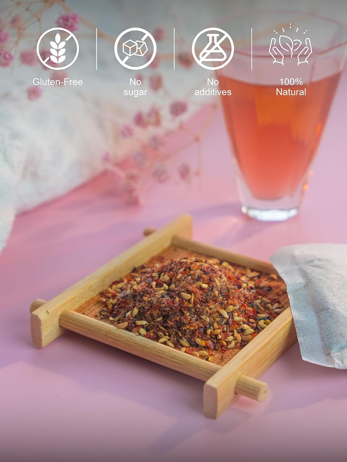 TeeLux Rosehip &amp; Hibiscus Tea Bags, Tart &amp; Fruity Taste, 60 Count | Rosehip &amp; Hibiscus Blend Herbal Tea, Caffeine Free, Sugar Free, Enjoy Hot or Iced
