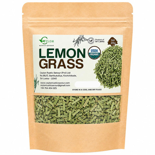Ceylon Rustic Savour USDA Organic Dried Lemongrass Cut, 1 oz (28 g)