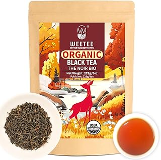 WT WEETEE Organic Black Tea Loose Leaf, 110+ Cups, Made of Flowery Orange Pekoe Black Tea Leaves, No Bitter & Rich Flavor, Premium Loose Leaf Black 228g /8oz