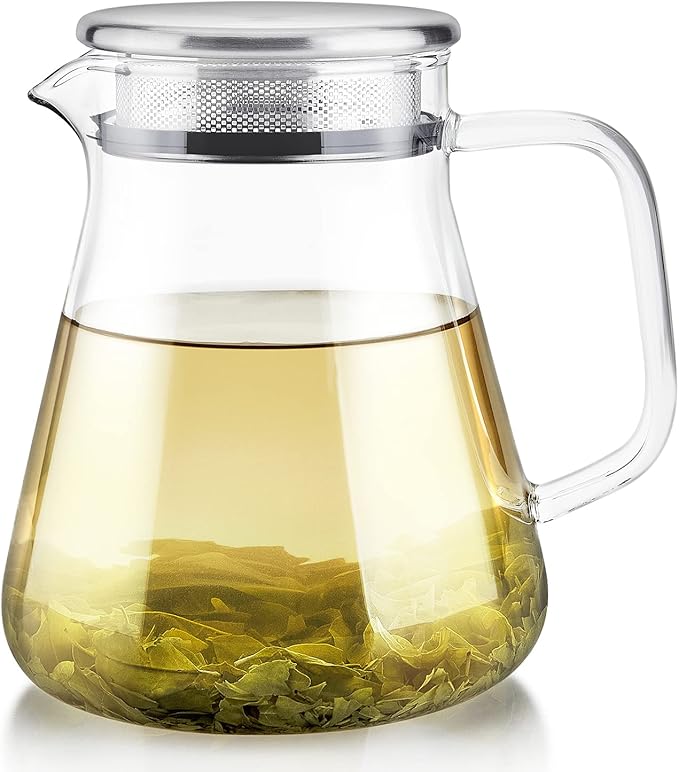 Teabloom One-Touch Tea Maker, 2-in-1 Teapot and Kettle with Stainless Steel Filter Lid for Loose Tea