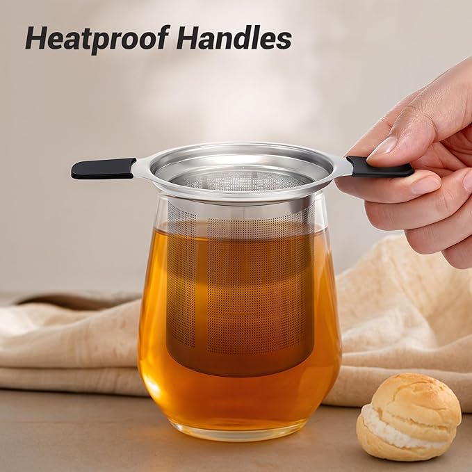 Tifanso Stainless Steel Tea Infuser Steeper Strainer for Loose Leaf Tea, Fine Mesh Reusable Diffusers Ball Bag Filter Holder with Heat Proof Handles