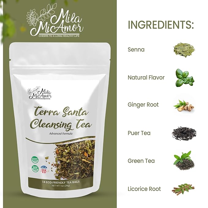 Milamiamor Terra Santa Cleansing Tea – Herbal Detox, Digestive Relief & Bloating Reduction