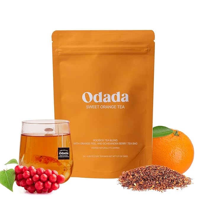 Odada Sweet Orange Tea - Rooibos, Orange Peel & Schisandra Berry Blend, Bright Citrus Hydration & Natural Antioxidant K-Wellness Drink, Caffeine-Free, Zero Sugar, 24 Tea Bags