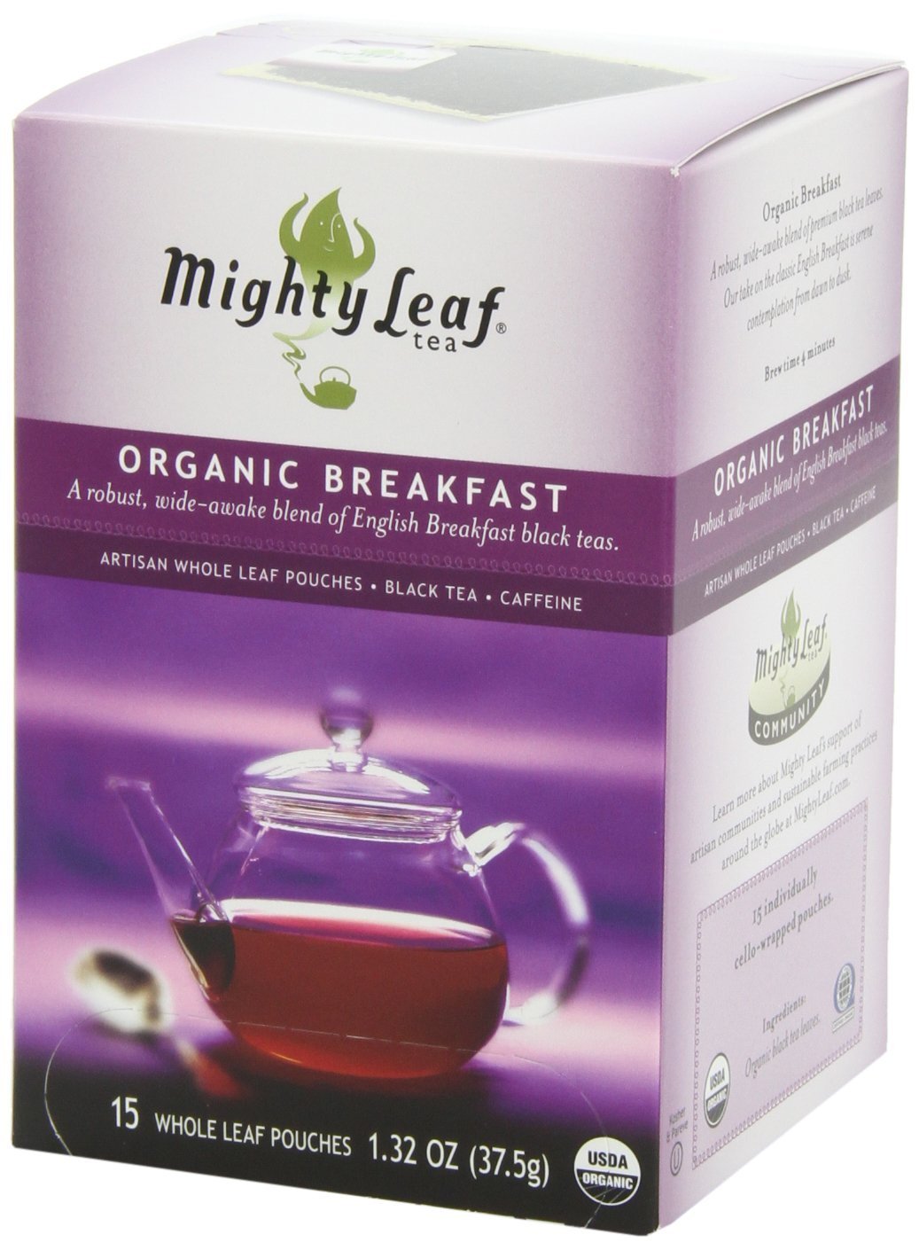 Mighty Leaf Breakfast Black Tea - (Packs of) Pouches - Premium Caffein - 45 Count Tea Pouches - Premium Black Tea with Rich Flavor - Individually Wrapped Tea Bags