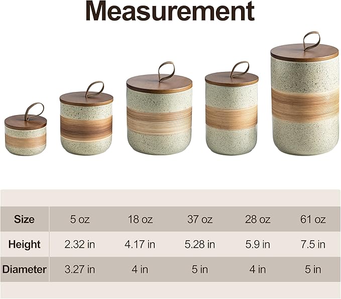 Small Ceramic Jar with Lid, Coffee Canister Coffee Container Kitchen Food Storage Jars for Spice Sugar Tea Bag