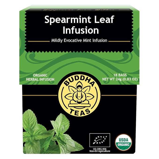 Buddha Teas Organic Spearmint Tea - OU Kosher, USDA Organic, CCOF, 18 Bleach-Free Tea Bags