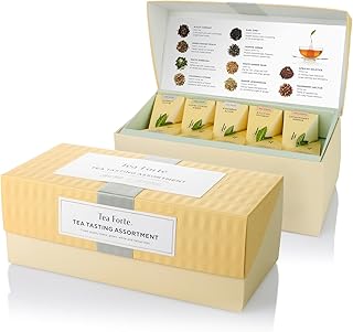 Tea Forte Premium Presentation Box Gift Set Sampler, 20 Count, Assorted Blends Individually Wrapped Handcrafted Pyramid Infuser Bags, Assorted Classic Tea