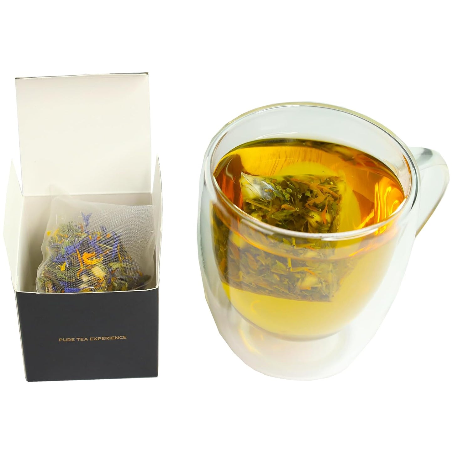 Pure And Easy Tea, Ascent Premium Tea Flight Sampler, 15-Count Whole-Leaf Variety of Naturally Caffeinated Blends, Designed for Focus &amp; Clean Energy, BPA-Free Pyramid Tea Bags, Gift Box (52.5g)