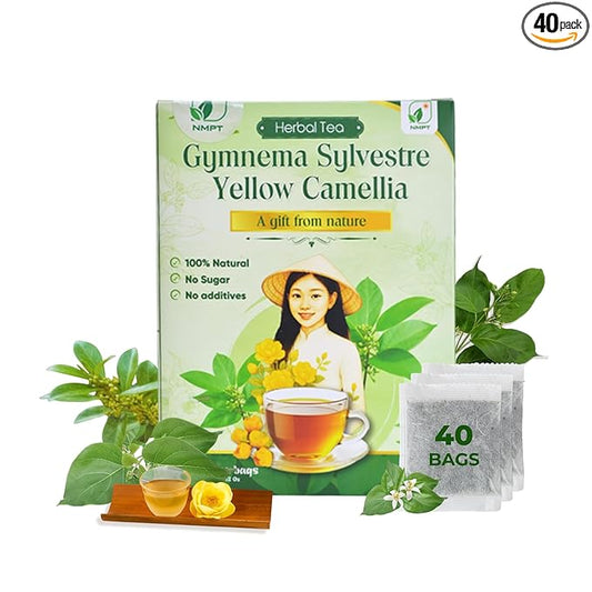 Nmpt Dried Gymnema Sylvestre Yellow Camellia Tea, Handpicked, 40 Sachets, Cold-Dried, Gluten-Free, No Added Sugar, Mild Sweet Flavor