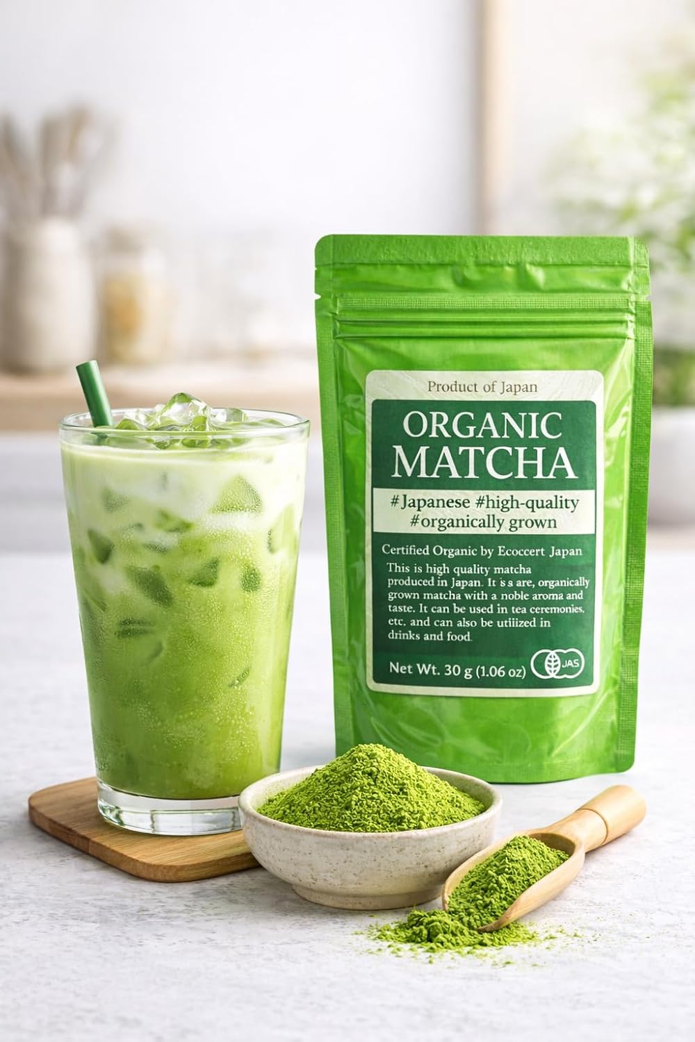 Organic Japanese Matcha Green Tea Powder 1.0582oz 30g – Yamagata eLab Original – Premium Ceremonial Grade, 100% Japanese Grown, Freshly Sealed Zip Pouch