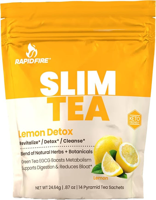 Slim Tea 14 Day Herbal Teatox, Blend of Natural Herbs and Botanicals, Supports Healthy Weight Management, Supports Metabolism, Delicious Lemon Flavor, 14 Servings