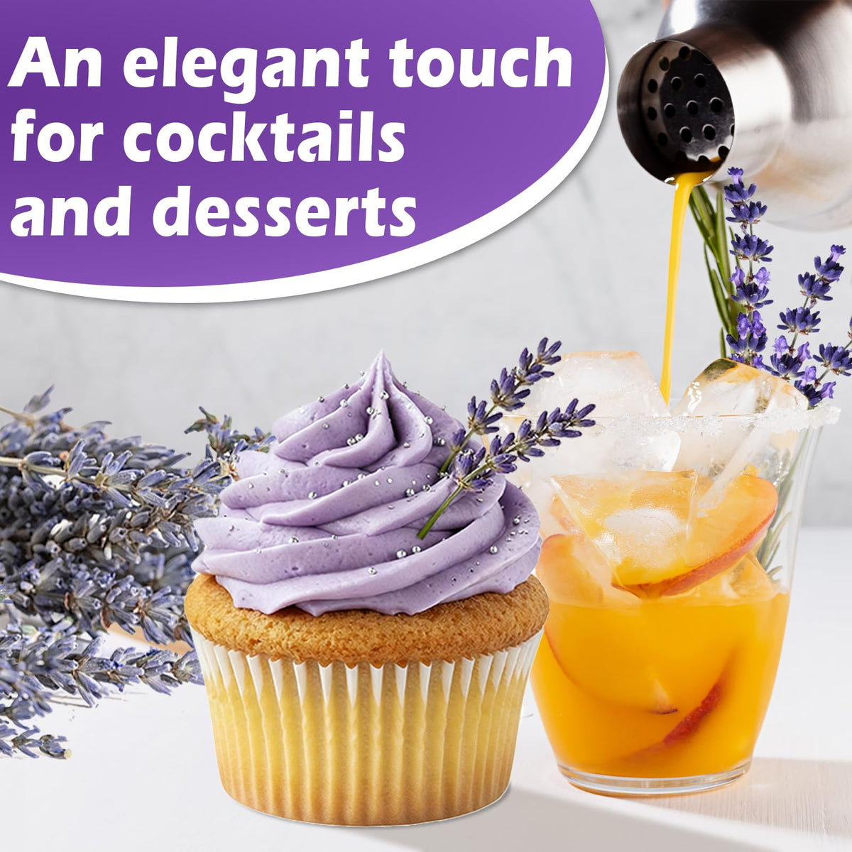 HAVNDRAE 80+ Edible Dried Lavender Sprigs for Cocktail Garnish & Cake Decorating