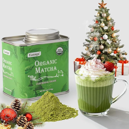 Premium Ceremonial Matcha Powder (6oz/170g),Eastsign Organic Ceremonial Grade Matcha,USDA Organic Matcha Tea Powder Latte,Perfect for Starbucks Latte, Shake, Smoothies & Baking & Holiday Gifts
