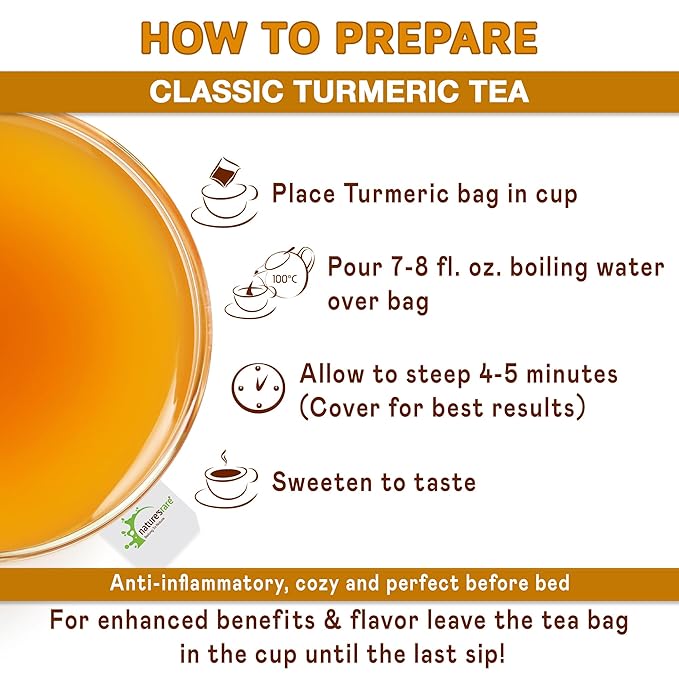 Pure Ceylon Turmeric Brew - 100% Organic Ceylon Turmeric Tea Bags (40 Sachets - pack of 2 – 20 Count PER BOX)