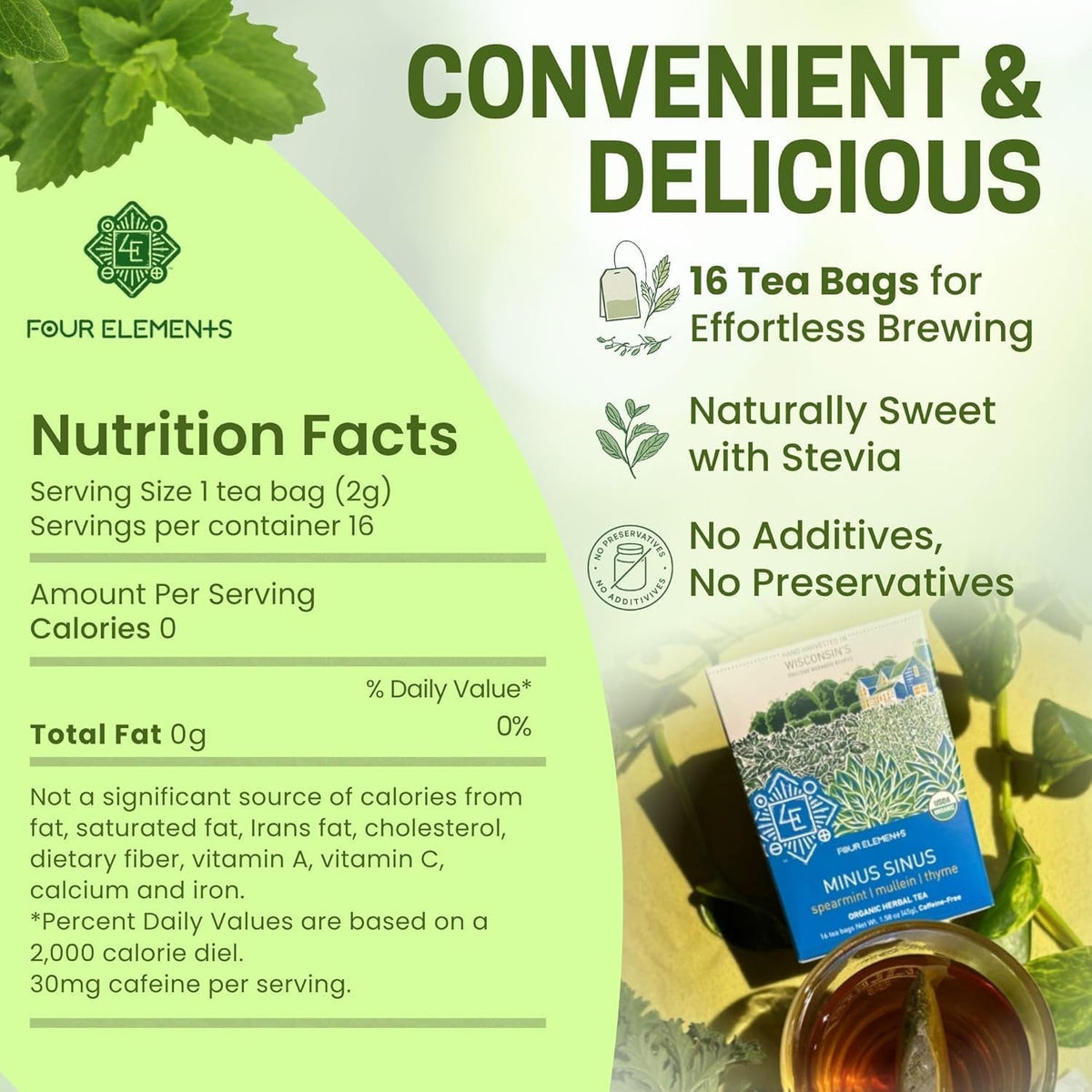 Four Elements Minus Sinus Tea 16 Bags (1.2Oz)