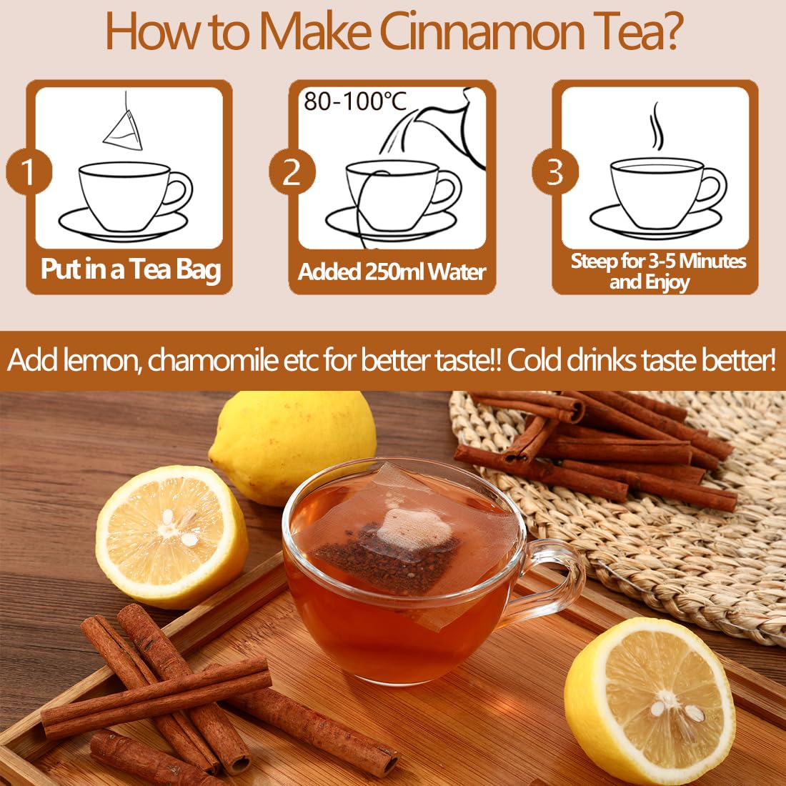 Premium 100 Pure Ceylon Cinnamon Tea Bags