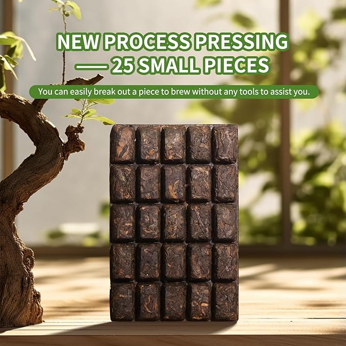 KHS Organic Ripe Pu Erh Tea Brick, 4.5 Oz USDA Certified Organic Puerh Tea Cake, No Dust Production Workshop, Aged Fermented Pu erh Yunnan Ancient Tree Pu'erh Cake, Woody, Deep Earthy Flavor