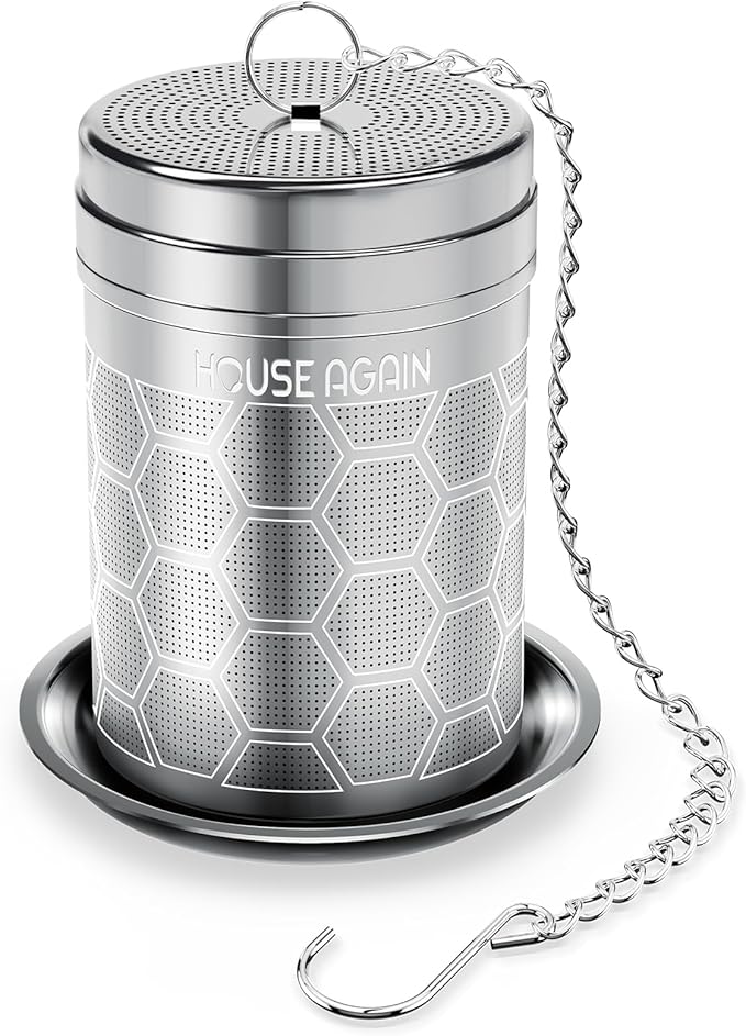 House Again Tea Infusers, Extra Fine Mesh Tea Strainers for Loose Tea, Updated Slim Threaded Lid & 304 Stainless Steel, Filter Bags Diffusers