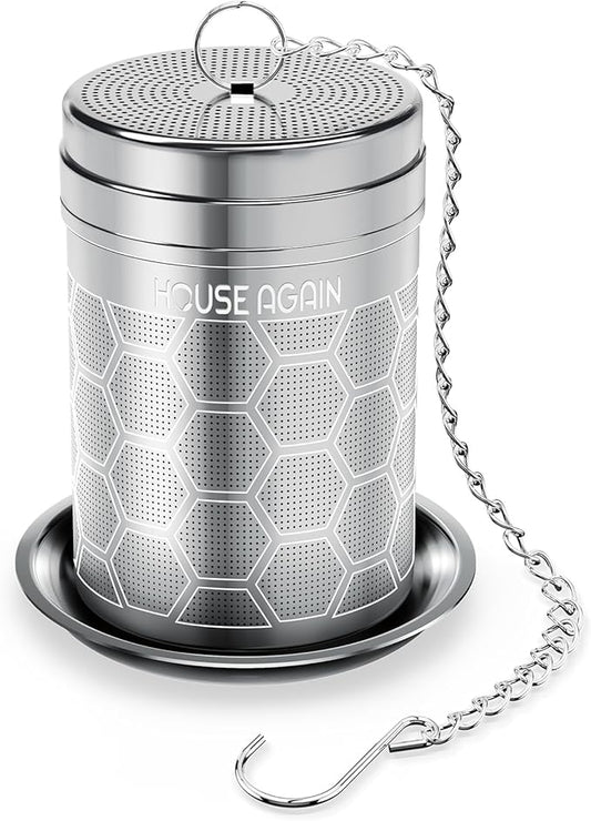 House Again Tea Infusers, Extra Fine Mesh Tea Strainers for Loose Tea, Updated Slim Threaded Lid & 304 Stainless Steel, Filter Bags Diffusers