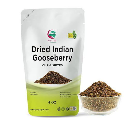 Dried Amla/Gooseberry Cut & Sifted 4 oz, Rich in Vitamin C, Fibre, Phyllanthus emblica, by Yogi's Gift®