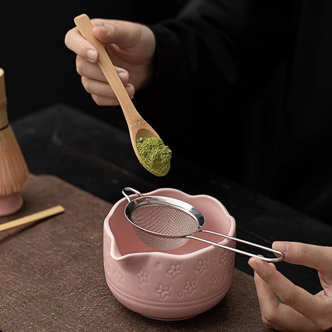 Matcha Whisk Set, 8-Piece Matcha Tea Set with Bamboo Whisk (Chasen), Ceramic Bowl (Chawan), Sifter, Scoop & Holder for Home Use (Gradient Green)