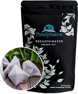 Decaffeinated Oolong Tea Bags, Great For Caffeine Free Hot Brew, Iced Or Kombucha Tea | Decaf Oolong Tea Triangles | 20 Tea Bag Sachets Makes 40 Cups Of Tea