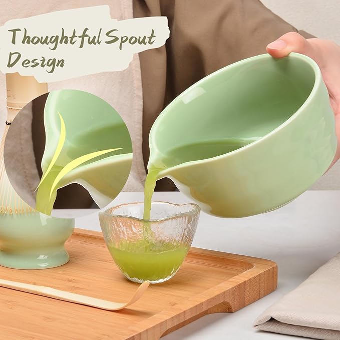 Authentic Japanese Matcha Ceremony Set - 17oz Traditional Chawan Bowl with Bamboo Whisk (Chasen), Scoop & Stand - Complete Starter Kit for Beginners