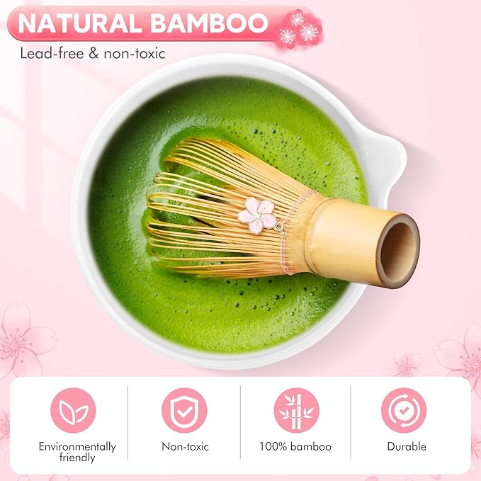 8 PCS Matcha Whisk Set, Japanese Tea Set includes Matcha Bowl Tea Making Tools Ceramic Bowl with Bamboo Whisk Matcha Kit Ceremony Gift for Matcha Lovers