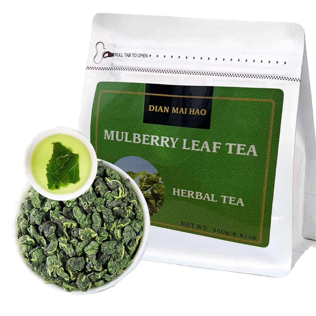 DIAN MAI HAO 8.81oz/250gMulberry Leaves Tea Premium Natural Mulberry Leaf Tea Sun-Dried Mulberry Loose Leaves Sang Ye Healthy