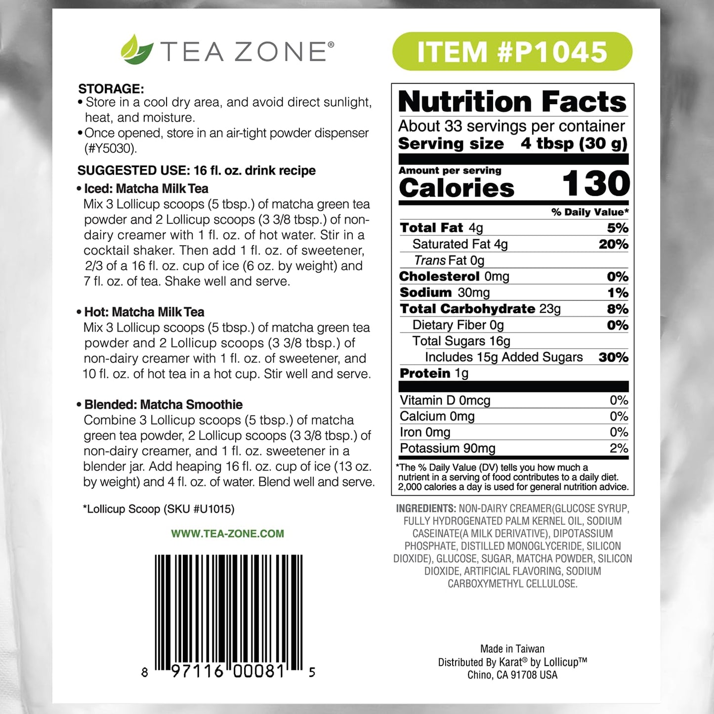 Tea Zone 2.2 lb Matcha Green Tea Powder
