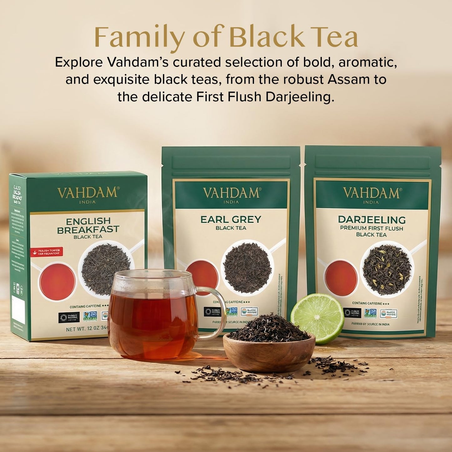 VAHDAM First Flush Darjeeling Tea (12oz|170+ Cups) Loose Leaf Black Tea | Crisp, Floral, Aromatic &amp; Delicious | Caffeinated Non GMO | Packed &amp; Shipped Direct From Source in India | Vacuum Sealed Pack