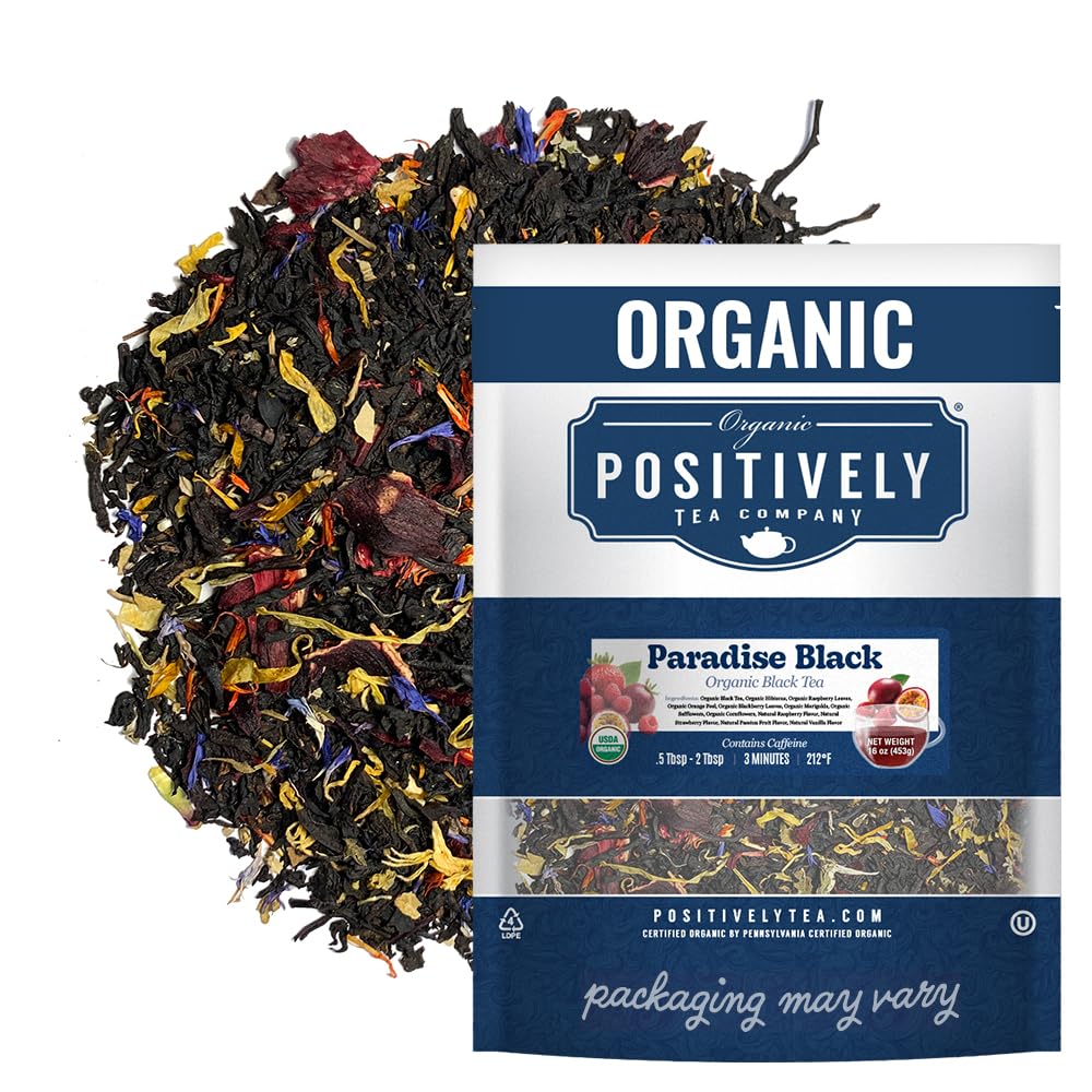 Organic Positively Tea Company Positively Tea, Organic Paradise Black Tea, Loose Leaf, 16 Ounce