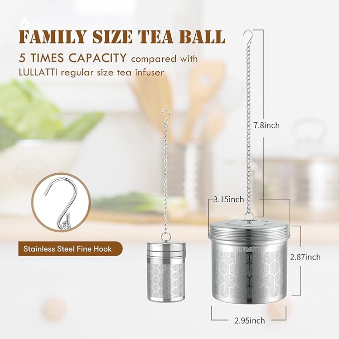 Extra Large Tea Ball Infuser for Pitcher(2 Pack), 18/8 Stainless Steel Tea Steeper, Extra Fine Mesh Tea Strainer Perfect for Brewing Herbs, Iced Tea